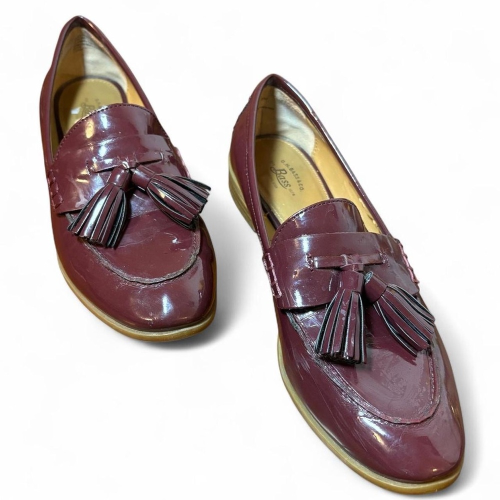 G.H. Bass & Co. Vintage Noelle Patent Leather Burgundy Tassel Loafers